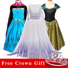 לשלוח כתר תינוק בנות שמלת חג המולד אנה אלזה Cosplay תלבושות קיץ ילדה נסיכת שמלת עבור מסיבת יום הולדת שלג מלכת(China)