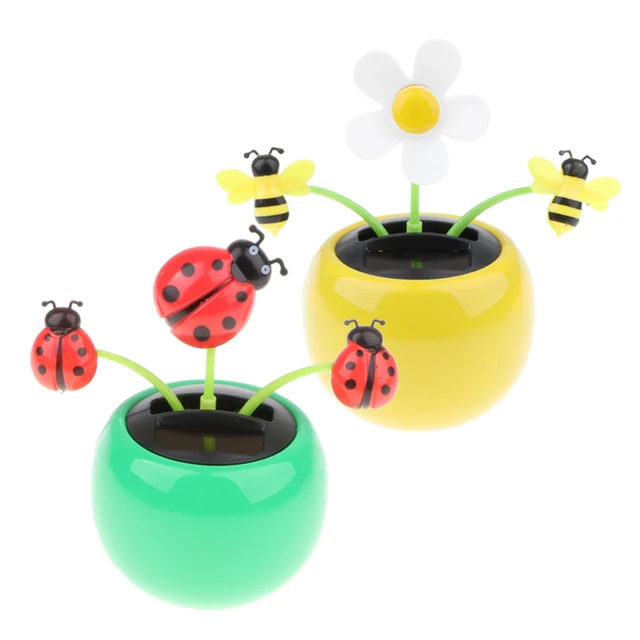 2 PCS Car Solar Dancing Toy, Solar Powered Flowers Animals, Dashboard Decor for Car, Funny Motion Toys, Holiday Birthday Gift 4
