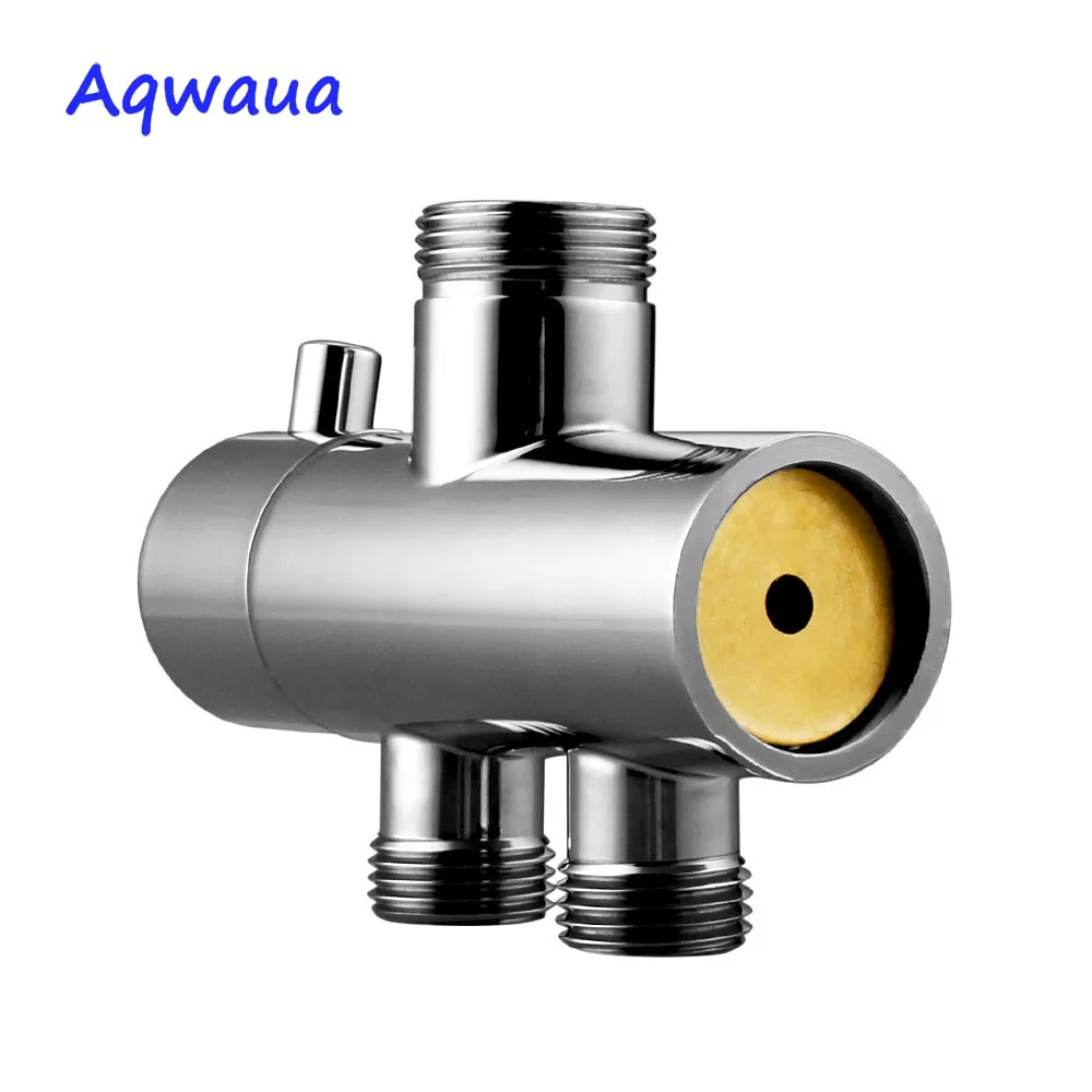 Shower Head Diverter Valve Diverter Valve Faucet Valve Aqwaua Shower Faucet Diverter 3 Way Shower Arm Diverter 2 Functions Brass Body Chrome Plated