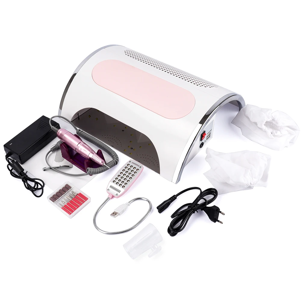 

3-IN-1 54W Nail Tools LED UV Lamp Vacuum Cleaner Suction Dust Collector 25000RPM Drill Machine Pedicure Remover Polisher 30
