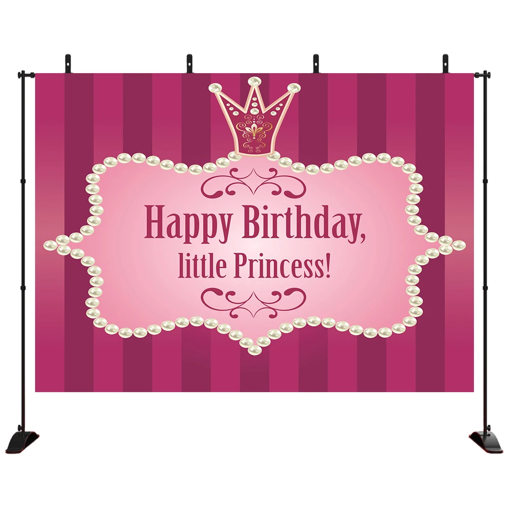 

For Memories Pink Princess Backdrops Gold Crown Headboard Sofa Happy Birthday Party Poster Portrait Photo Background