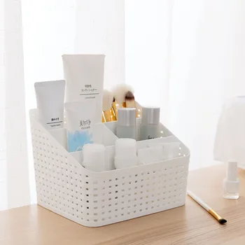 

New Makeup Organizer Cosmetic Storage Box Case Container Desktop Storage Box Bedroom Bathroom Organizer Lmitation Rattan