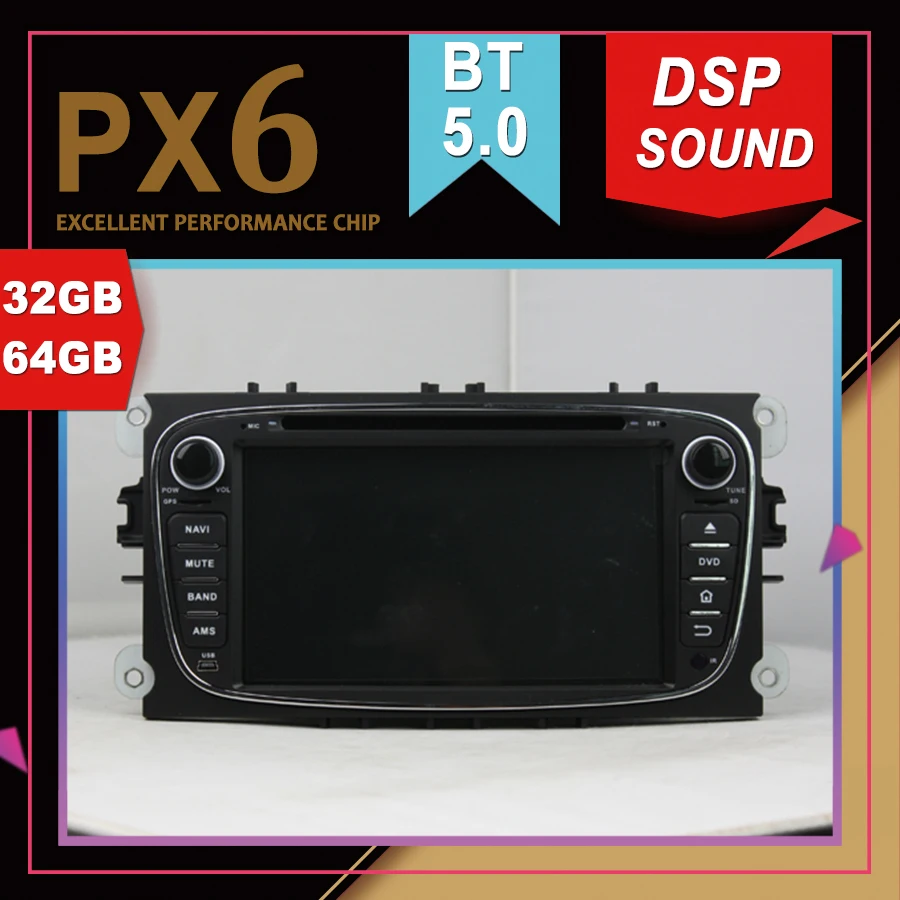 PX6 Отличная производительность Android 9 0 Автомобильный мультимедийный GPS для FORD Focus