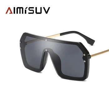 

AIMISUV Oversized Visor Square Sunglasses Men Mirror Lens Big Frame Goggle For Women UV400 oculo de sol masculino