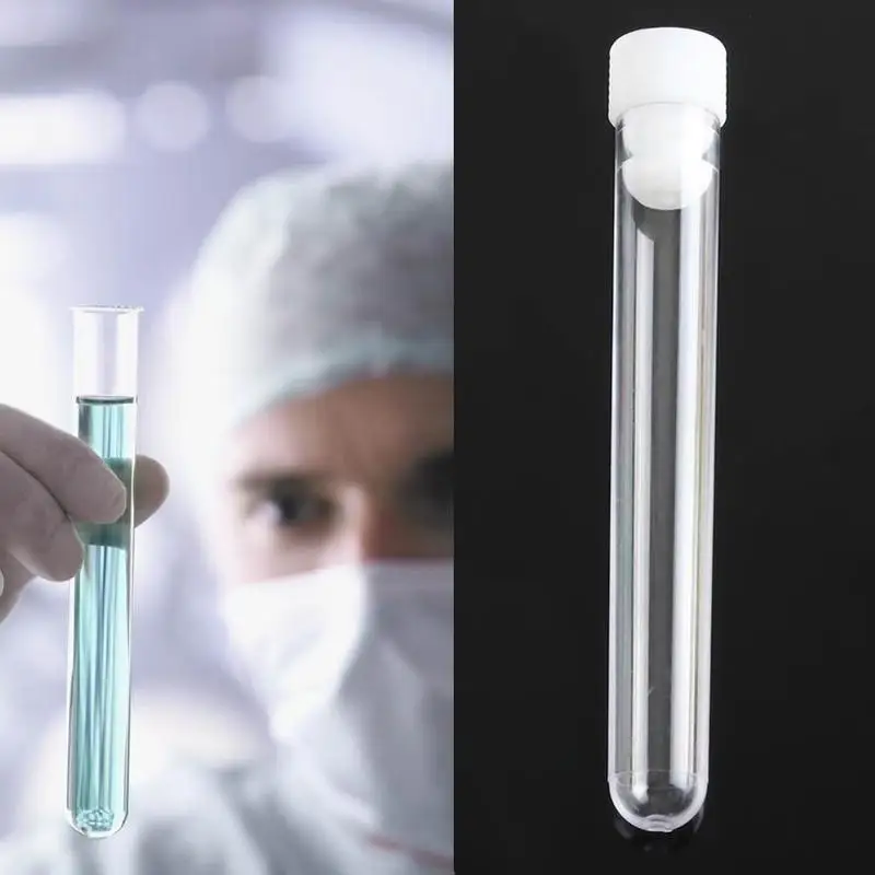 

12ml Disposable Hard Test Tube Ps Plastic Hard Test Tube Transparent Test Tube School Laboratory Test Tool Decorative Container
