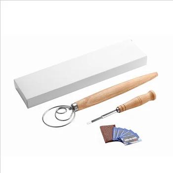 

Stainless Steel Egg Beater Diy Bread Dough Tools Baking Accessories Whisk Stick Kitchen Gadgets Oak Wood Handle Egg Tools