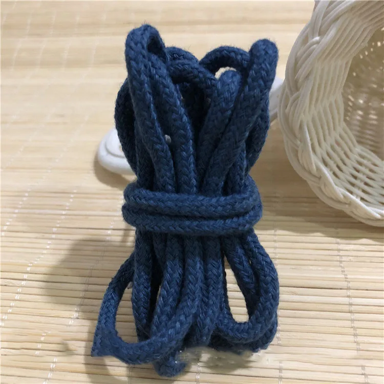 dark blue Meetee 20 м 5 мм тканая хлопковая веревка 16 нитей сплошной шнур для брюк талия крепкая веревка для одежды Сумочка DIY ремесла ручной работы аксессуар - Цвет: dark blue