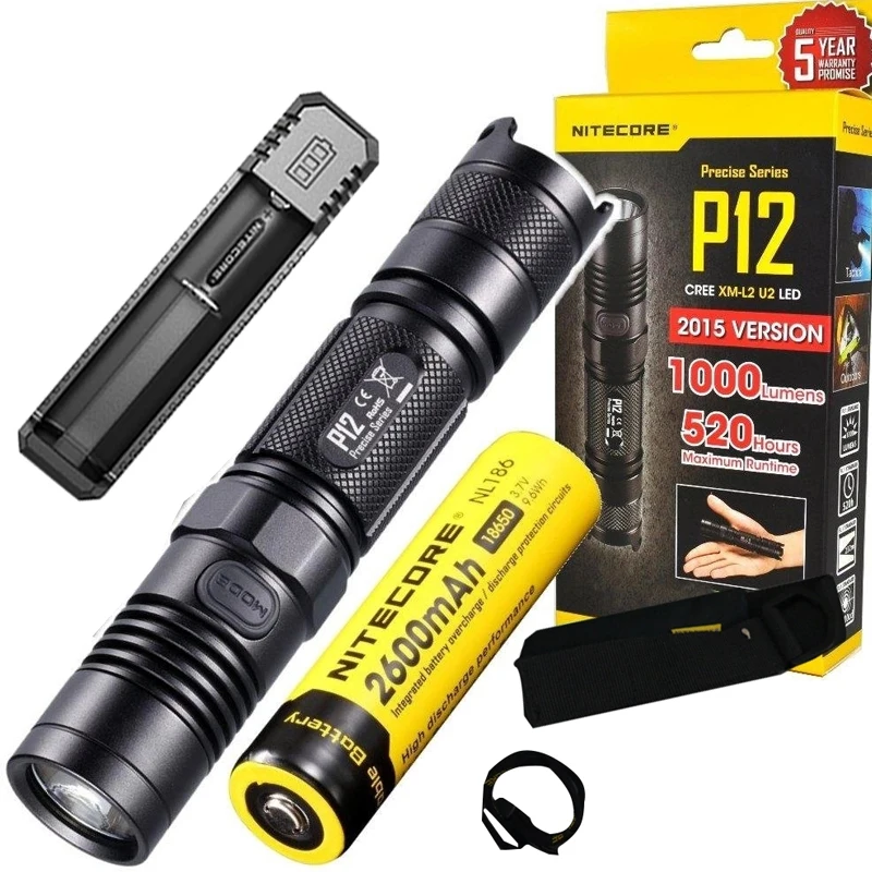 Тактическая вспышка NITECORE P12 CREE XM L2 U2 светодиодная лампа макс. 1000 люмен расстояние