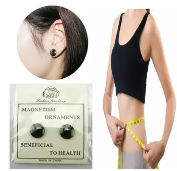 

1 Pairs Black Magnetic Slimming Earrings Slimming Patch Lose Weight Health Magnets Of Lazy Paste Slim Patch