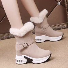 Botas de nieve para mujer, botines casuales de suela gruesa de algodón, altas, a la moda, invierno, 2021