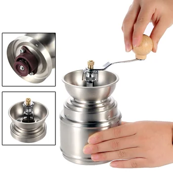 

Portable Manual Coffee Grinder with Adjustable Ceramic Burr Stainless Steel Coffee Bean Pepper Mill Tool