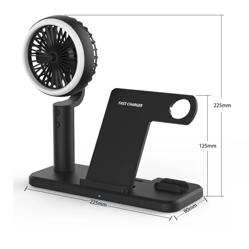 Carregador sem Fio com Ventilador para Iphone Estação para Airpods Pro Max Carregamento Rápido Samsung S10 s9 8 Doca Apple Relógio 15w qi xs 12 11 7 15w qi carregador sem fio com ventilador