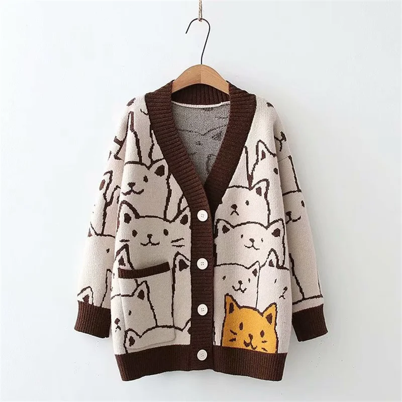 Sweater Cardigan Kawaii Cute Cardigan Sweater Cats Harajuku