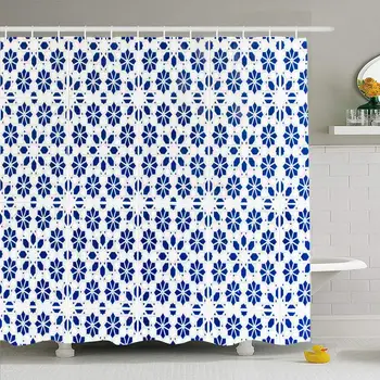 

Shower Curtain Set with Hooks 60x72 Moroccan Floor with Artistic Morocco Tiled Old Tiles Traditional Colorful Ceramic Square