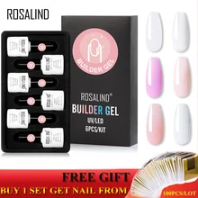 ROSALIND набор гелей для дизайна ногтей, полигель с формой ногтей, впитывающий Гибридный лак для наращивания, Полупостоянный УФ светодиодный гель, базовый топ