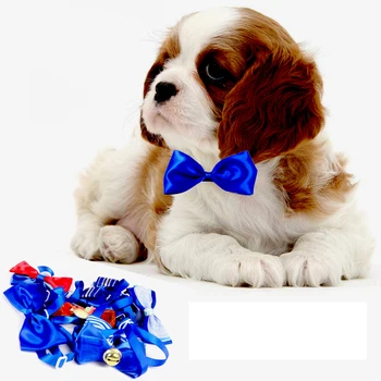 

60 PCS Spring Blue Small Pet Bow Tie Collar Dog Cat Collar Accessories Pet Products