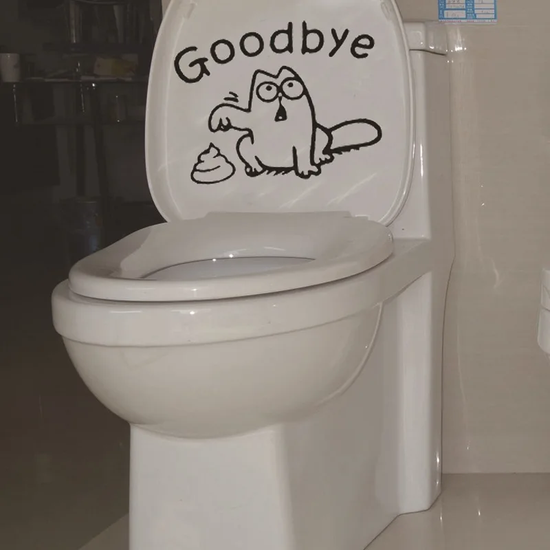 Bathroom Funny Toilet Sticker Wall Stickers PVC Waterproof Wall Decals Cute Cartoon Windows Door Home Decoration Five Models