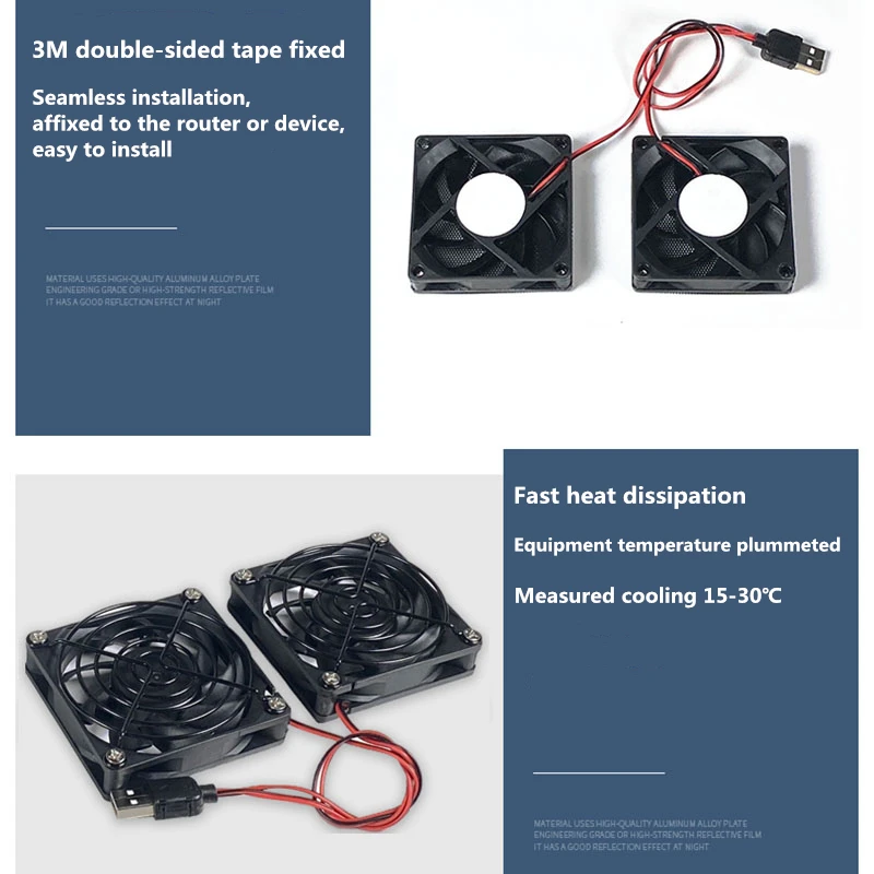 Ventilador de Refrigeração Ultra Silencioso Ventilador Duplo Alto Volume de ar Plugue Usb Adequado para Rt-ac68u Ac86u Ex6200 Radiador Roteador sem Fio 5v - Imagem 2