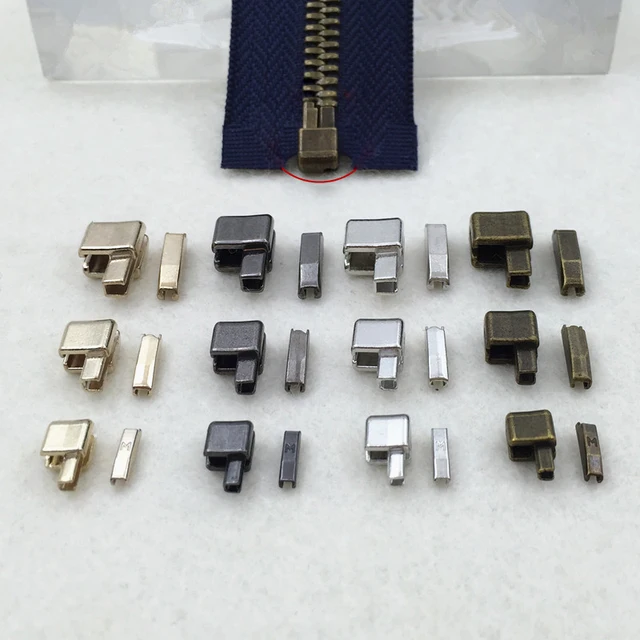 50/100Sets Zipper Stopper For 3# 5# 8# 10# Metal Zippers Tape Zip Bottom  Retainer Zips Insertion Repair Kit Sewing Accessories