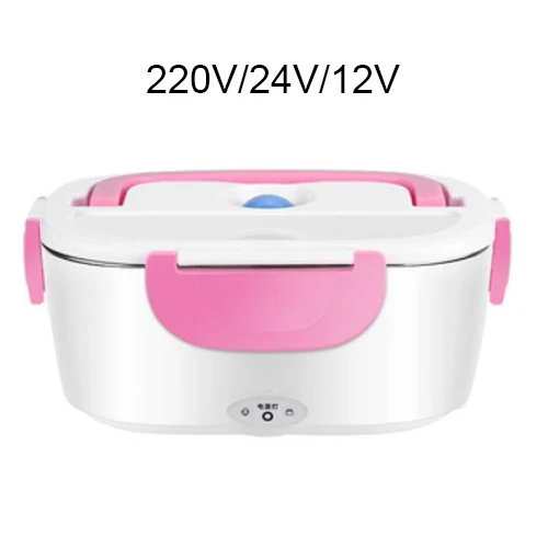 Dual use pink EDTID, 24 В/12 В/220 В, мини электрический Теплоизоляционный Ланч-бокс из нержавеющей стали, контейнер для еды, автомобильные ланчбоксы, подогреватель еды - Цвет: Dual use pink