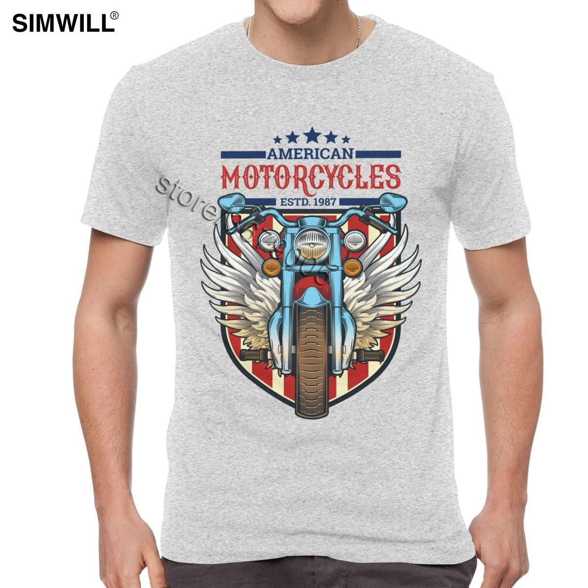 Футболка в стиле ретро для мотоциклистов с крыльями футболка коротким рукавом и