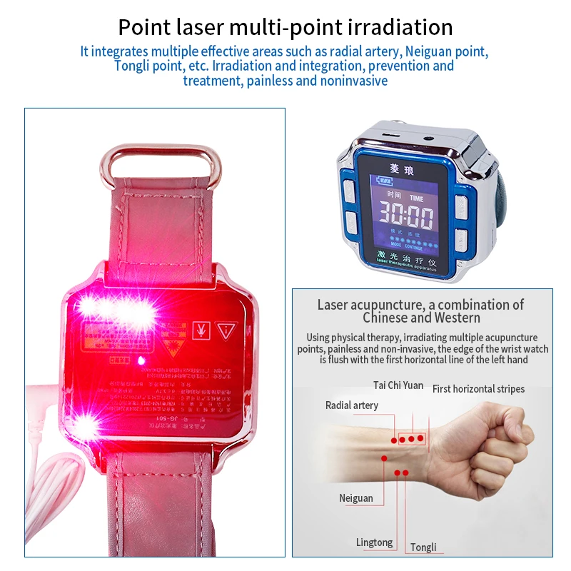 Наручные часы для диабетиков Полупроводниковые лазерные терапевтические 650 нм