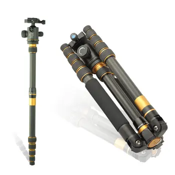 

hot sale Pro Q-777c carbon fiber tripod portable slr camera Q777C tripod monopod Variable Alpenstock 3 in1 wholese free shipping