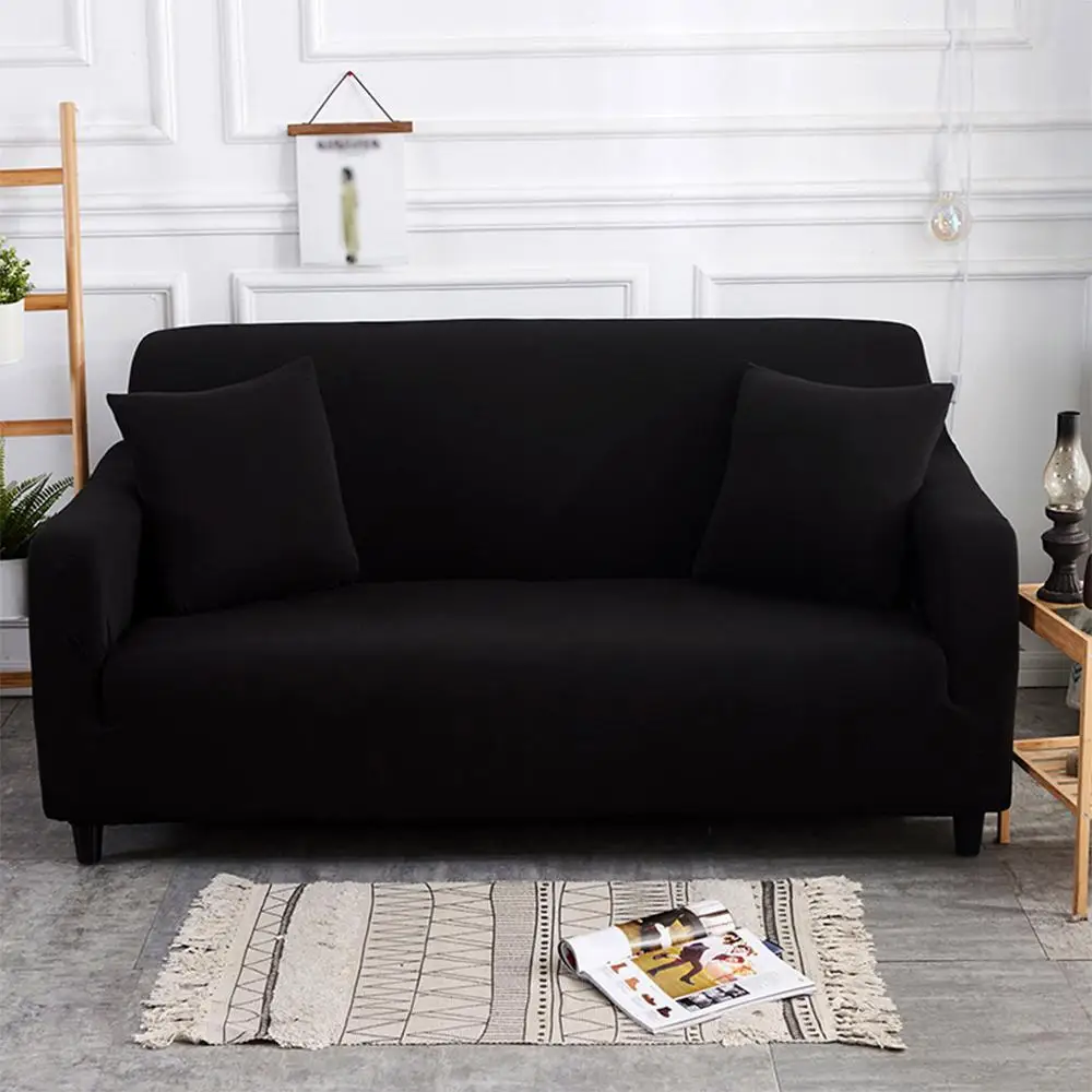 Black 8 однотонных универсальных эластичных чехлов для кресел Loveseat чехол на диван из стрейч-материала защитные чехлы для пыли один/два/три/четыре сиденья - Цвет: Black