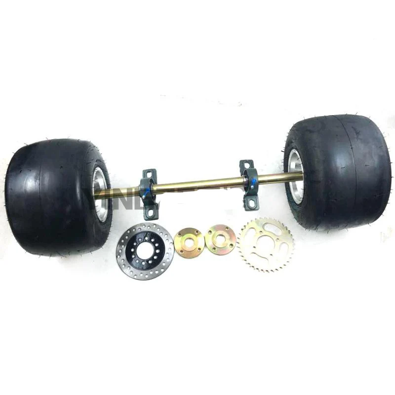 

DIY Four Wheel GO KART KARTING ATV UTV Buggy Quad Brake Disc Rotors Sprocket 65CM Rear Axle With 11X7.10-5 Inch Wheel Tires