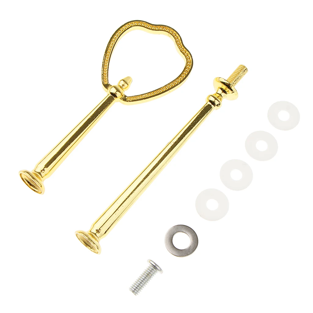 2 Tier Cake Holder Dessert Fruit Plate Stand Center Handle Fitting Silver/Gold