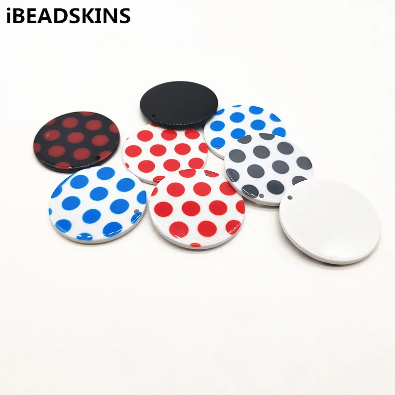 

New arrival! 50pcs 35mm acetic acid Polka dot round shape charm for earrings accessories parts jewelry handmade making