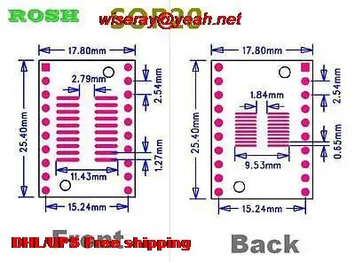 DHL/EMS 300 шт. SOP20 0,65 мм SSOP20 1,27 мм 4~ 20P DIP20 2,54 мм IC PCB адаптер конвертер-PCB Connector-A6