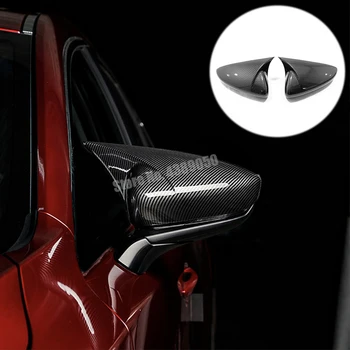 

For Mazda 3 Axela 2019 2020 ABS Carbon fibre Car ox Horns rearview mirror frame Cover Trim Sticker Accessories Car Styling 2PCS
