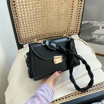 

2020 New Single Shoulder Messenger Bag for women, three-dimensional trapezoid square bag, woven handlebar