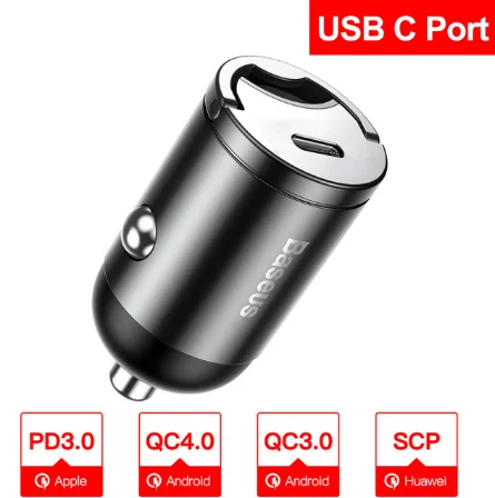 Baseus Быстрая зарядка 4,0 3,0 USB Автомобильное зарядное устройство для iPhone 11 Pro Max huawei P30 QC4.0 QC3.0 QC 5A быстрое PD USB C автомобильное зарядное устройство для телефона - Тип штекера: Type C Port Gray