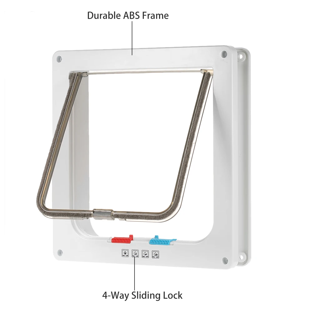 

New Controllable Access Openings 4-Way Locking Indoor/Outdoor Pet Door Kit Dog Door Flap Wall Mount Pet Door For Pets Safe White