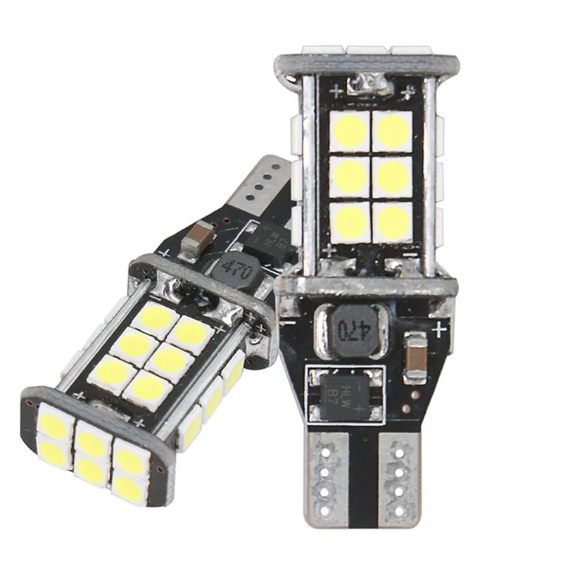 2 шт. W16W T15 светодиодные Белые автомобильные задние фары 24SMD декодирующие лампы 12 В