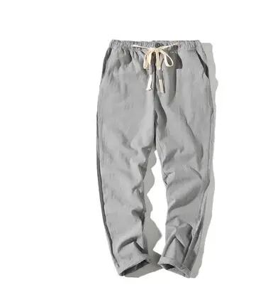 Light Gray RUIHUO льняные брюки по щиколотку мужская Японская уличная одежда Спортивные штаны мужские брюки мужские тренировочные хип-хоп 5XL осень - Цвет: Light Gray