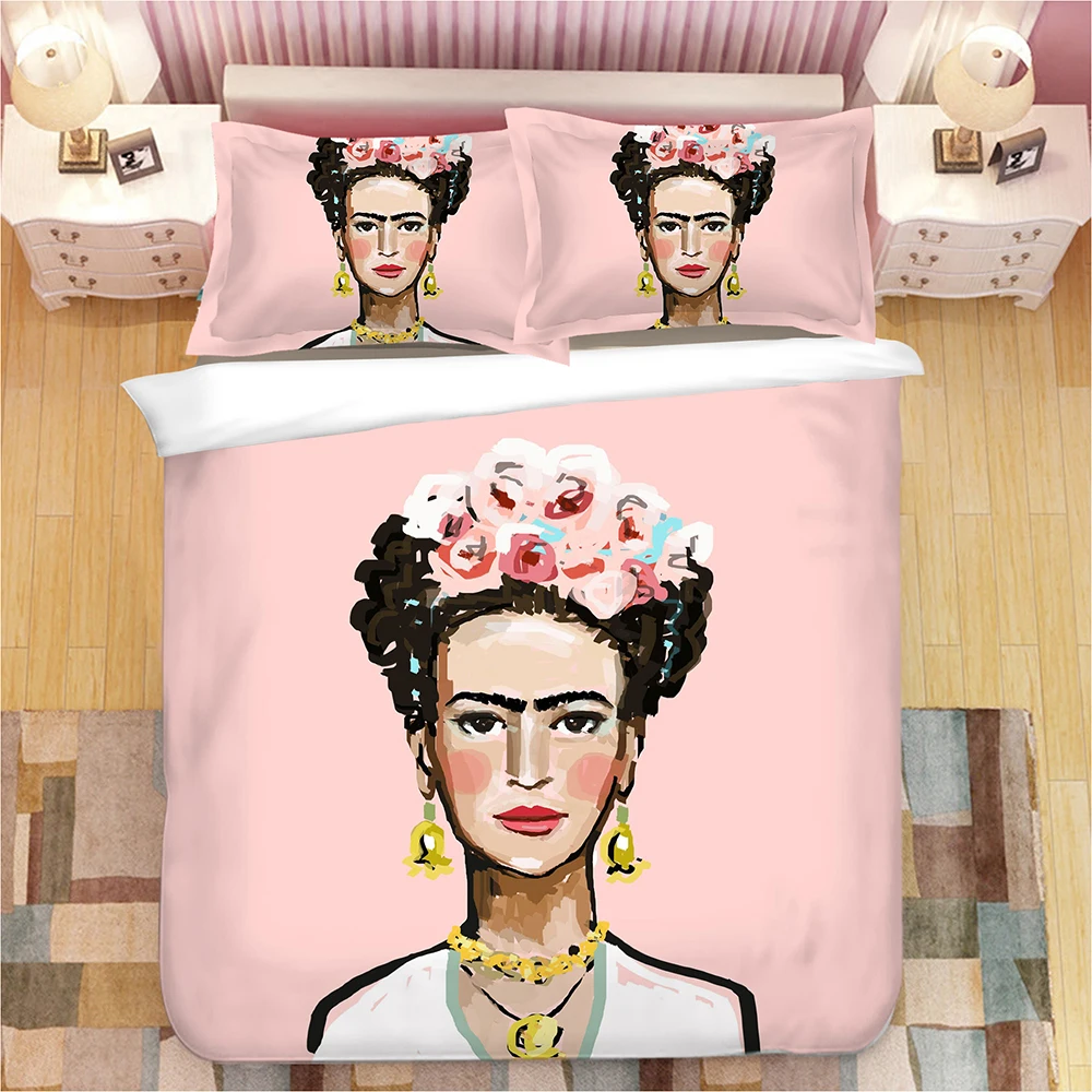 

3D Frida Oil Painting Print Bedding Set Duvet Covers Pillowcases One Piece Comforter Bedding Sets Bedclothes Bed Linen
