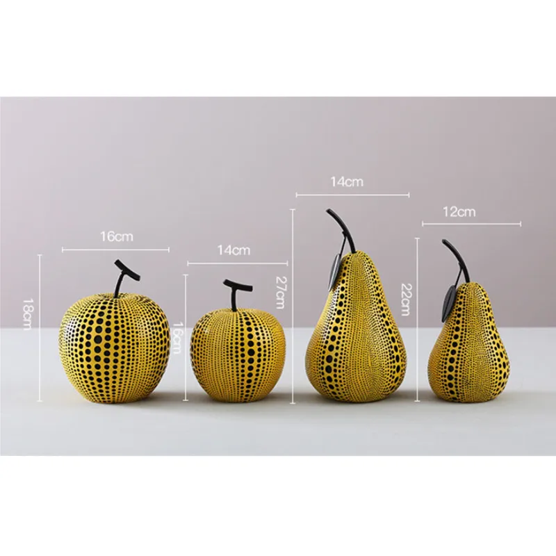 Yayoi Kusama волна точка груша смолы ремесленника рабочего украшения гостиной моды моделирование фигурки фруктов X1763