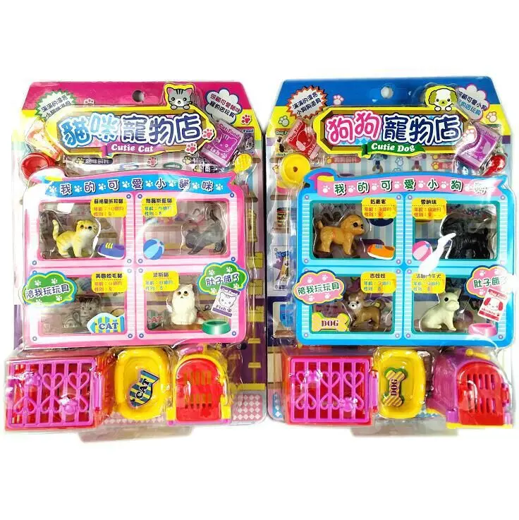 D681-682 Собака Кошка Pet Shop Детская модель Образовательный игровой дом родитель и ребенок Интерактивная игрушка смешанная партия