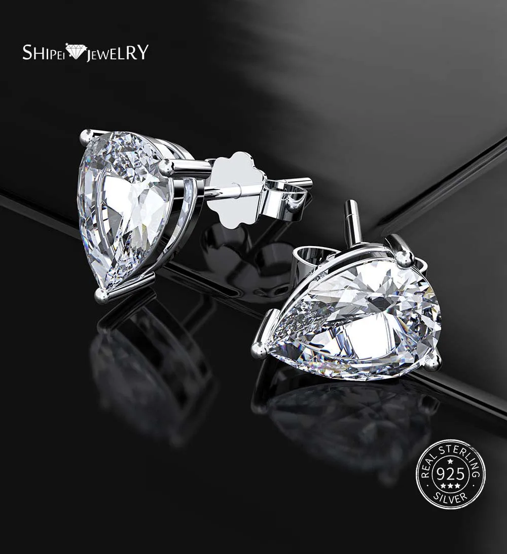 

Shipei 7 Color Natural Sappphire Stud Earrings 925 Sterling Silver Water Drop Shape Earrings Gemstone Ear Stud Earrings Wedding