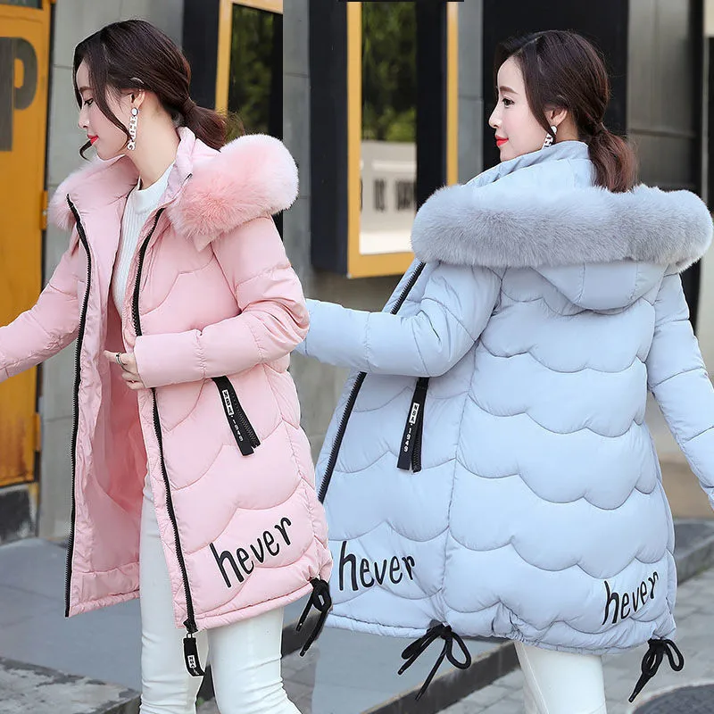 

2020 New Women Parkas Winter Jacket Long Coat Fur Collar Hooded Overcoat Female Thick Warm Parka Cotton Padded Jacket Outwear