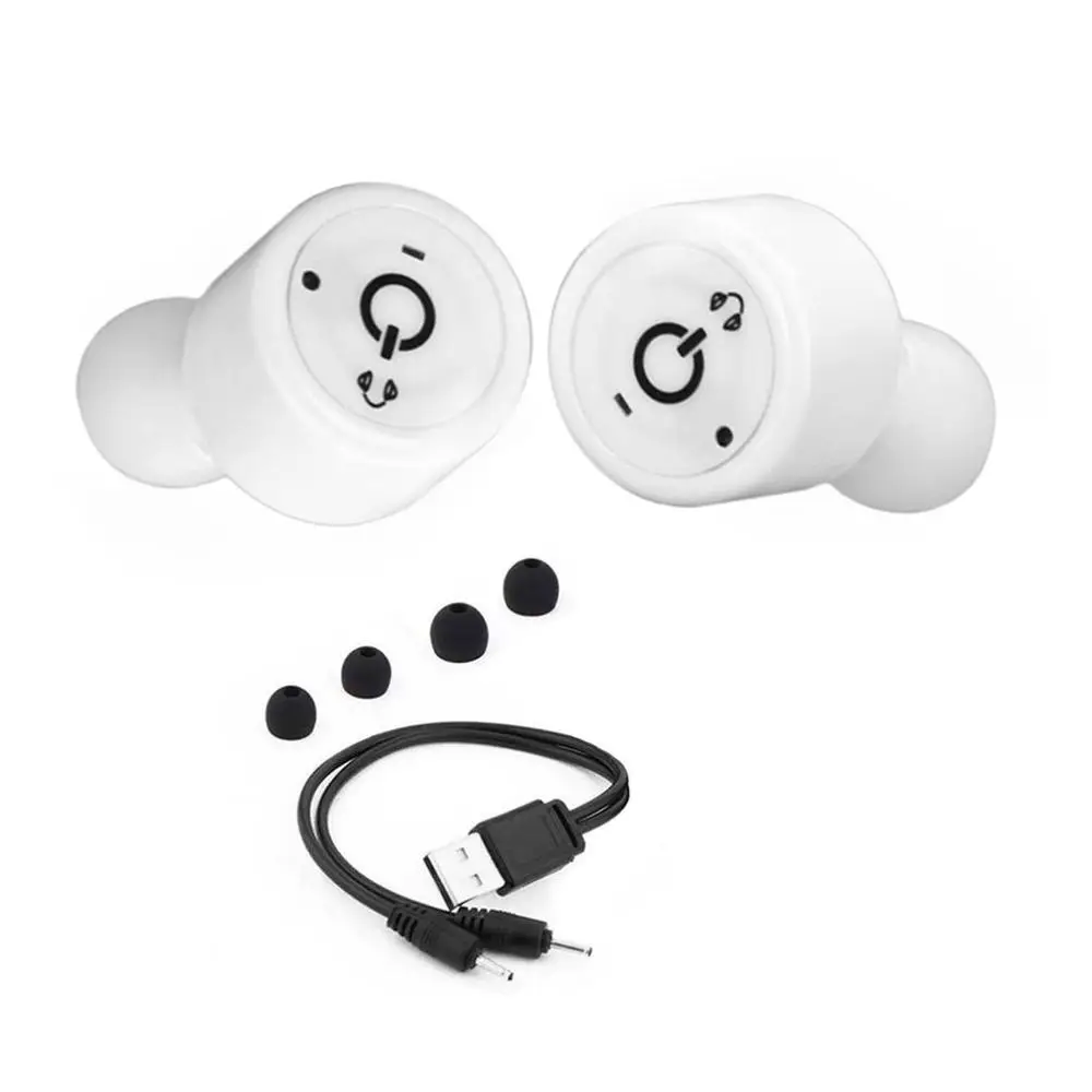 Белый Мини беспроводные Bluetooth наушники с микрофоном True Bass Стерео шумоподавление наушники-вкладыши превосходное качество звука - Цвет: Белый