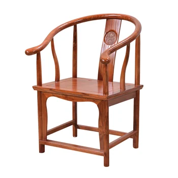 

New Chinese style simple solid wood backrest chair antique dining chair log retro horn chair restaurant hotel chair home