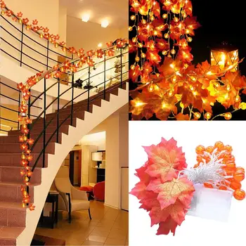 

Pumpkin Maple Leaves Lamp String Halloween Thanksgiving Fall Garden Home Decorative Light String For Christmas Family Gatherings