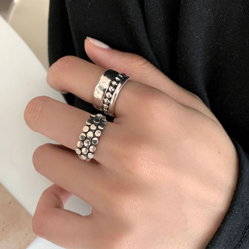 Vintage Punk Wide Rings Couple Engagement Jewelry New Fashion Minimalist Aesthetic Geometric Women Adjustable Accessories Gifts | Украшения