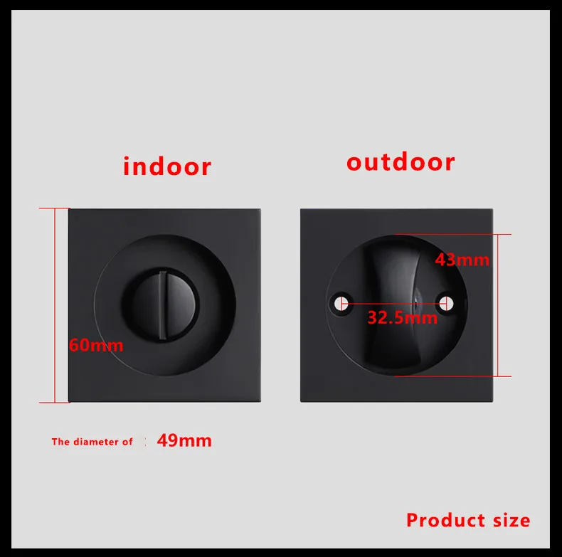 Description Picture 4 of itemTOP KNORR Sliding Door Sliding Door Lock Invisible Square Interior Kitchen Bathroom Single Hook Black Keyless Door Lock