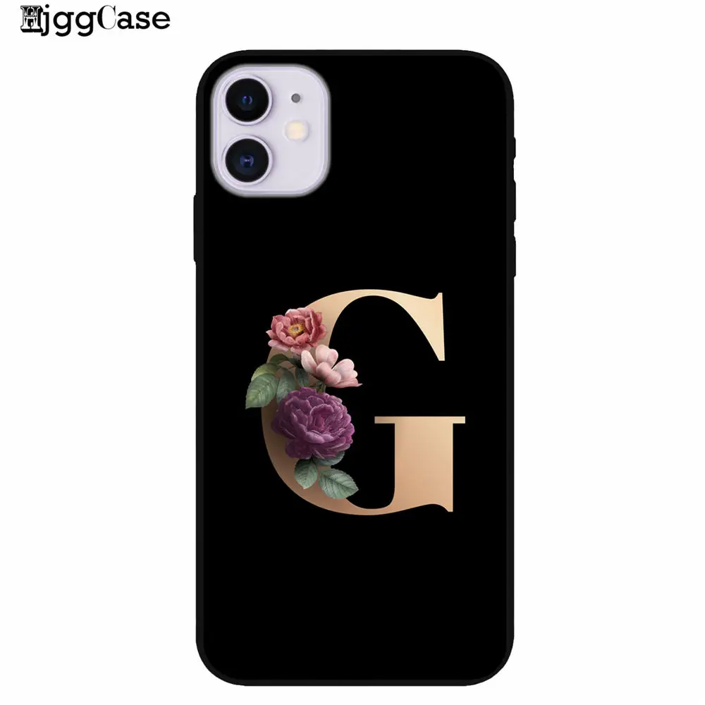 Буквенный Алфавит цветочный принт черный чехол для телефона iPhone 11 Pro X 7 5 6 6s 8 plus Xs XR Max SE силиконовый чехол для телефона - Цвет: A8543