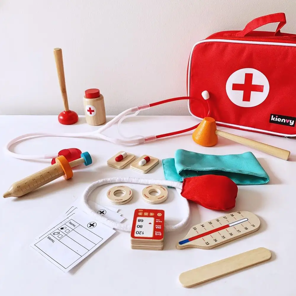 Детские имитаций врача набор игрушек Медицинский Набор деревянные игрушки для детей косметичка медсестры ролевые игры дом обучающий подарок для девочек